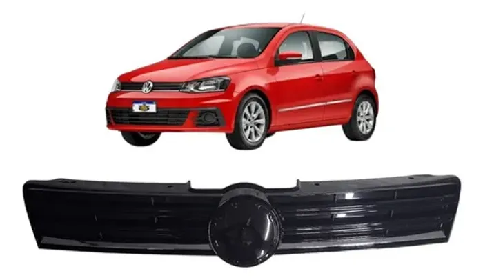 Grade Radiador Gol G7 2016 A 2019 Black Piano Friso Cromado Preto