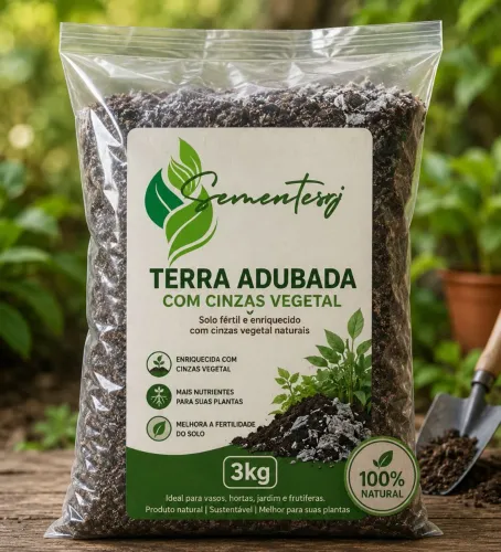 3kg Terra vegetal adubada com humus/ cinzas / esterco de coelho ou esterco de galinha