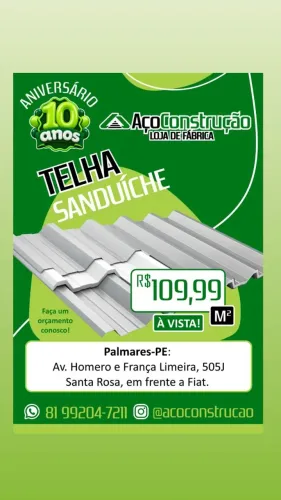 Telha sanduíche direto de fábrica
