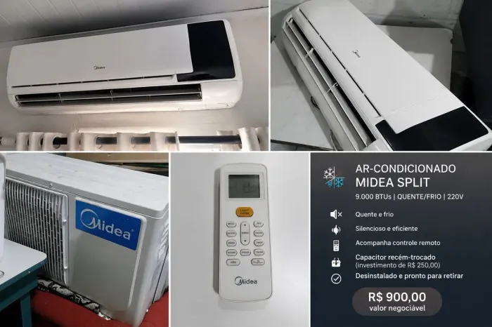 Ar-Condicionado Split Midea 9.000 BTUs Quente/Frio 220V