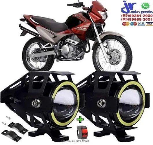 Par Farol de Milha LED Moto Universal Angel Eyes U7 6000K 20W