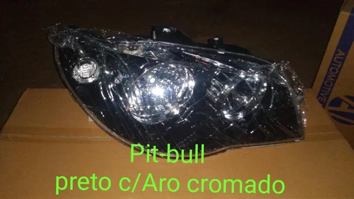 Farol palio pitbull preto c/ARO cromado 