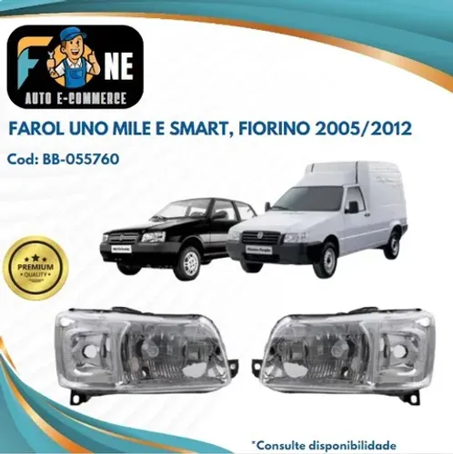 Farol Fiat Uno Mille E Fiorino 2004 Até 2013 máscara cromada