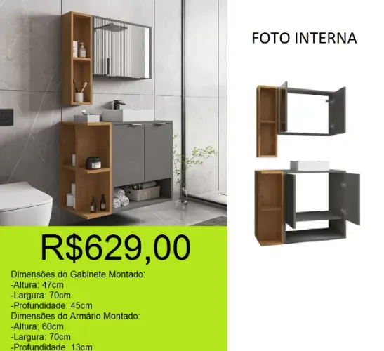 Gabinete de banheiro a pronta entrega