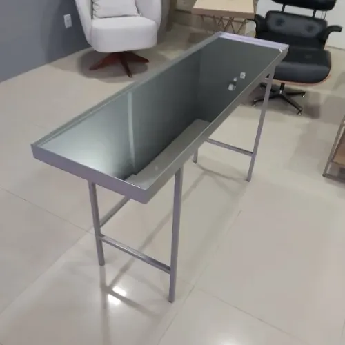 Aparador Buffet Ferro (NOVO LIQUIDAÇÃO) Cinza 1,40 MT com tampo de Espelho
