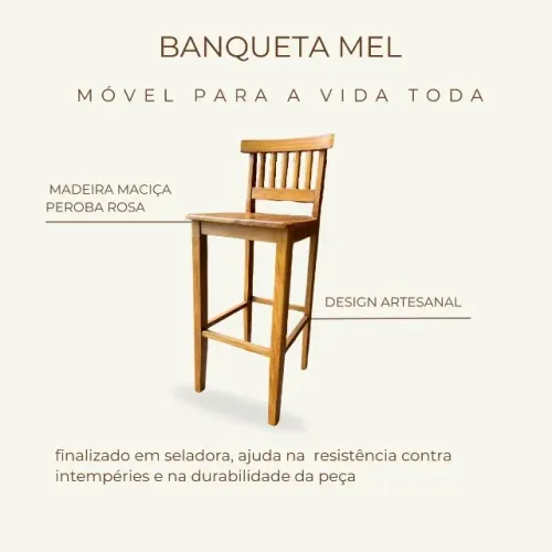 Banqueta mel madeira de demolição 