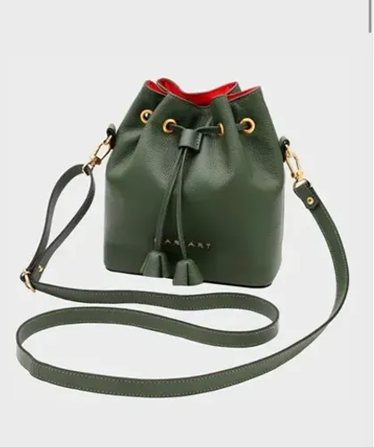 Bolsa Bucket Verde Militar em Couro Legítimo 