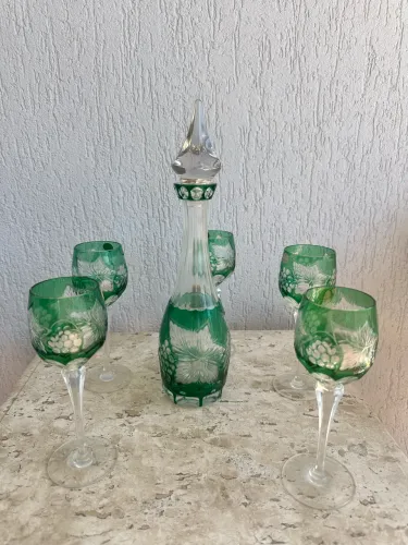 Conjunto de cristal doublé lapidado