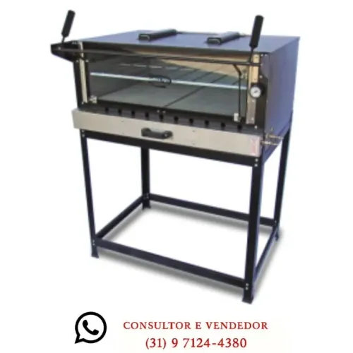 Forno de Pizza Refratário 80x60CM Cristal Aço