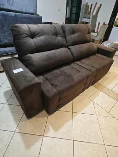 Sofá retrátil e reclinável 2,30m Suede marrom café novo 