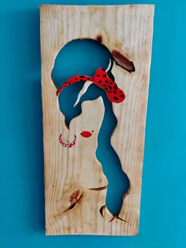 Quadro de Madeira com Arte Abstrata - Amy Winehouse 