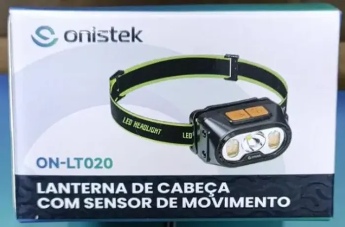 Características: - Lanterna de cabeça com luz forte - Ativação inteligente por sensor de m