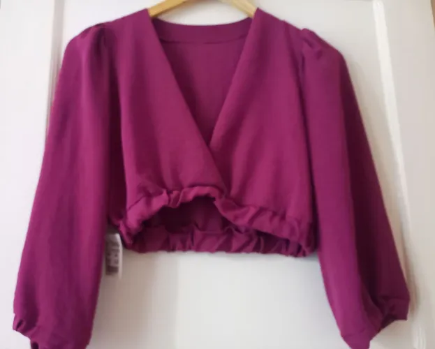 Blusa Cropped Feminina Manga Longa