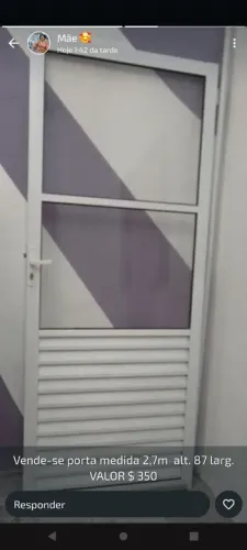 Porta de Alumínio 2,7m x 87cm - R$ 300,00 NÃO ACOMPANHA O BATENTE!