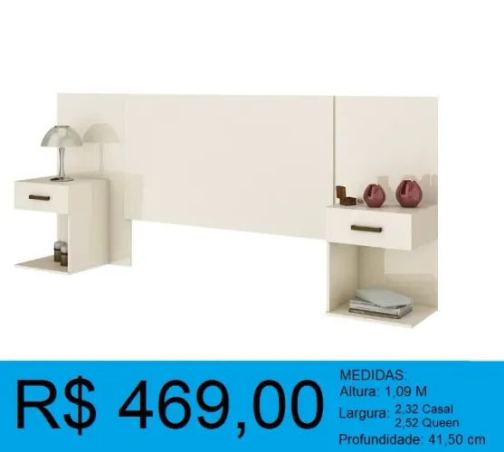 Cabeceira de casal ou queen Size com mesa de cabeceira - Entrega e montagem gratis