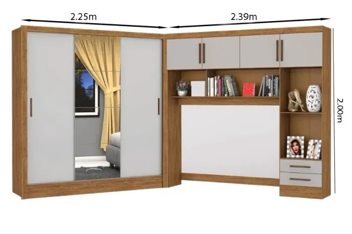 Modulado 4 portas com 1 espelho rf66m