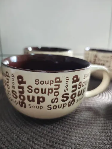 Jogo de Canecas de Cerâmica - Soupeira -  