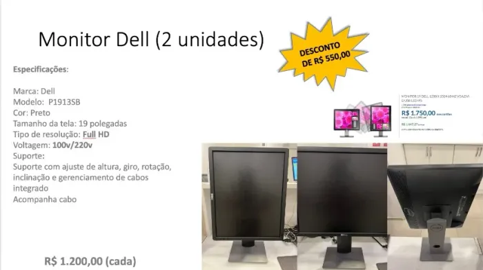 Monitor Dell P1913SB 19" LED Preto Ajustável