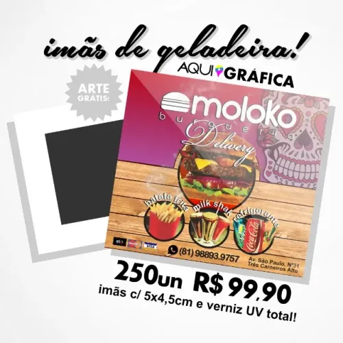 Ímãs de Geladeira a Partir de R$ 0,39 com Arte e Entrega Grátis!
