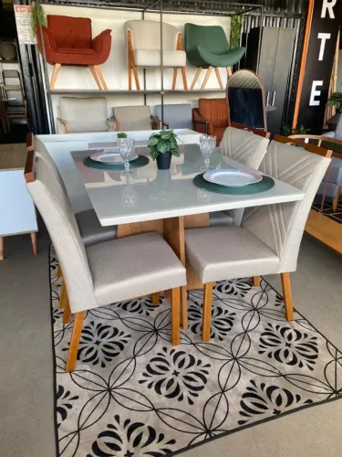 MESA ALICE 120 x 90 C/ 4 CADEIRAS SIMONE           