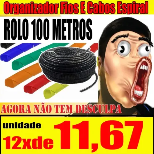 Organizador Fios E Cabos Espiral 1/2 1 metro