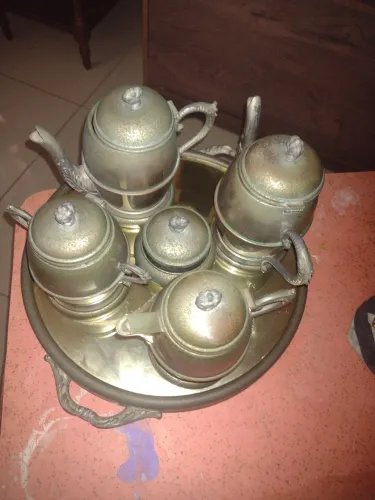 Conjunto de chá/café antigo em inox