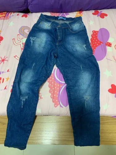 Calça Jeans Feminina Azul Destroyed Tamanho 40