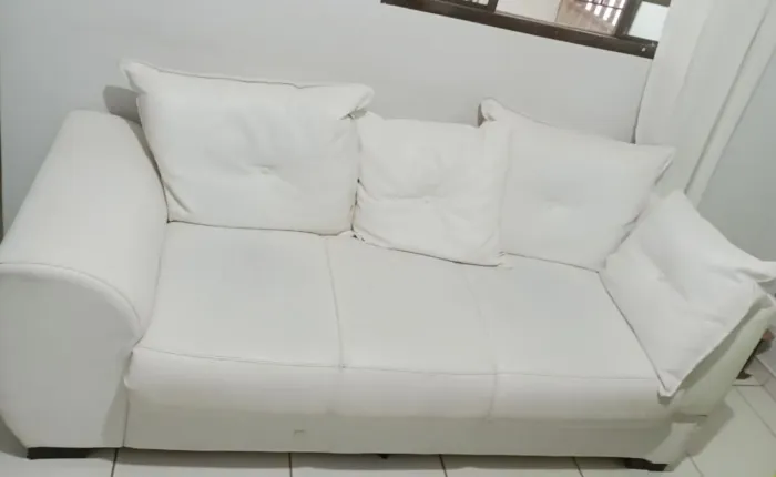 Sofá Corino Branco 03 Lugares 