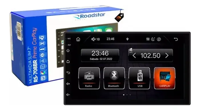 Central Multimidia Roadstar Rs-708br 7 Pol Carplay e Andoid Auto