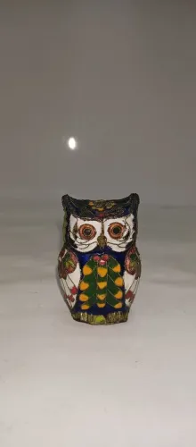 Coruja cloisonné duas faces 