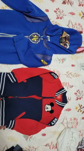 2 casacos. 1 da patrulha canina com capuz do personagem + 1 michey mouse.