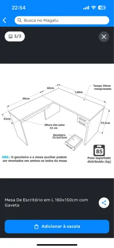 Mesa de escritório - NOVA