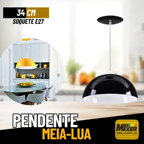 Pendente Lustre Meia Lua Alumínio 34cm _ CS44