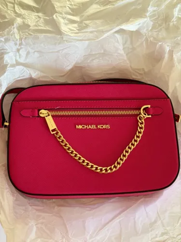 Bolsa Tiracolo Michael Kors Jet Set Rosa de couro legítimo