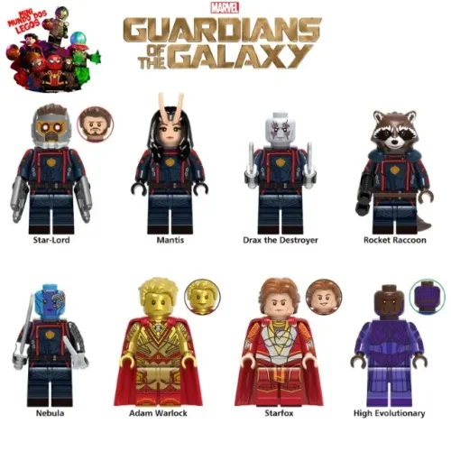 Miniaturas dos Guardiões da Galáxia Minifigures Star Lord Groot e Rocket Raccoon