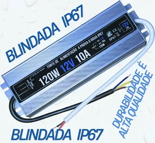 (Nova) Fonte 10A IP67 Para Modulo de led Bivolt Prova d"Agua 
