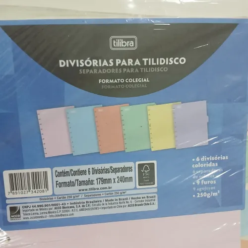 Divisórias para caderno inteligente