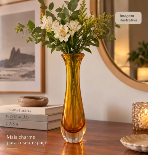 Vaso decorativo em vidro âmbar - 31 cm - elegante e moderno
