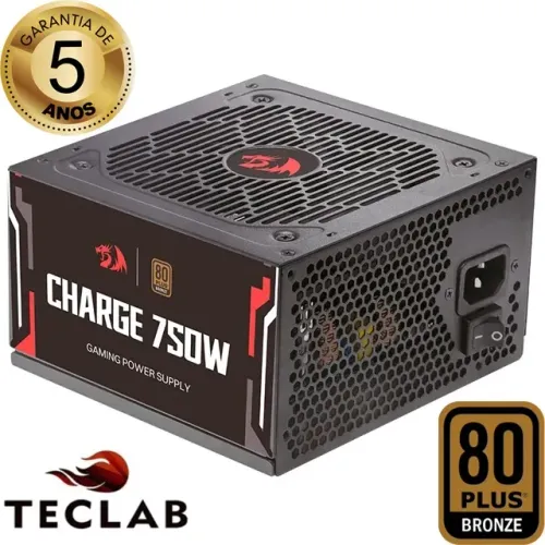 Fonte ATX 750W Redragon Charge FRC-750 PFC Ativo 80+ Bronze, Capacitores - WZetta