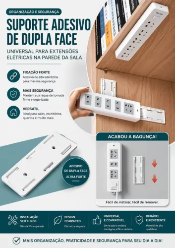 Suporte adesivo adesivo de dupla face universal para por extensão elétrica na parede