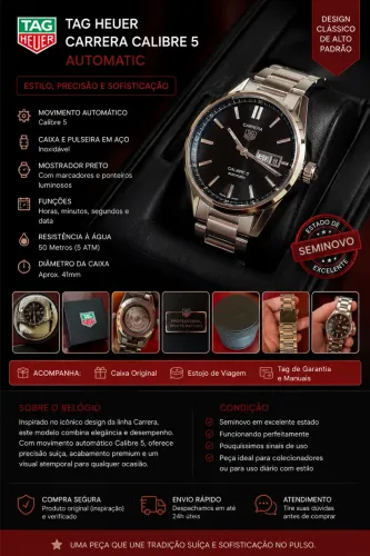 Relógio Tag Heuer Carrera Calibre 5