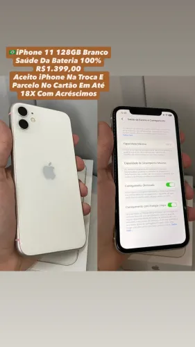 iPhone 11 128GB Branco - Em Perfeito Funcionamento (Usado)