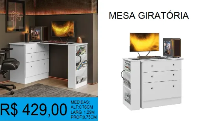Cômoda - giratória - escrivaninha - compre hoje e receba em até 72 horas