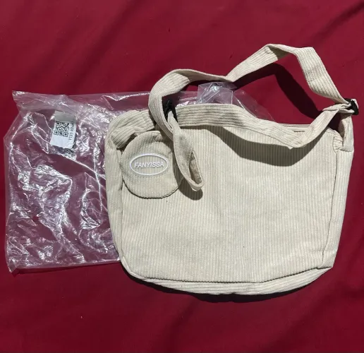 Bolsa cotelê de veludo transversal