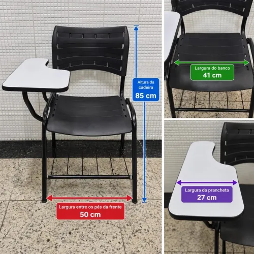 Cadeira Universitária com Prancheta - Carteira Escolar