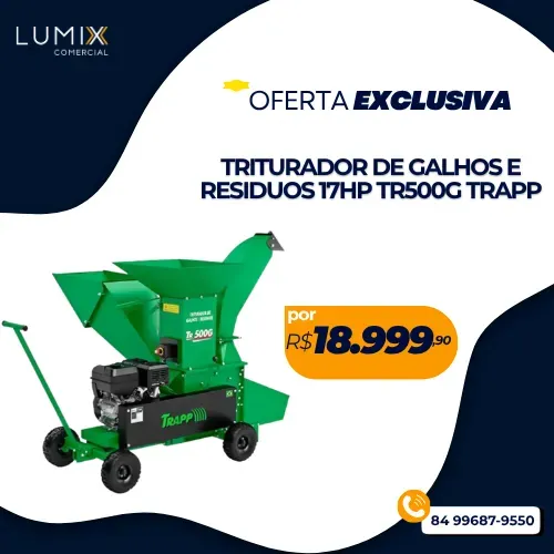 TRITURADOR DE GALHOS E RESIDUOS 17HP TR500G TRAPP
