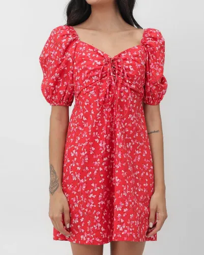 Vestido floral caju
