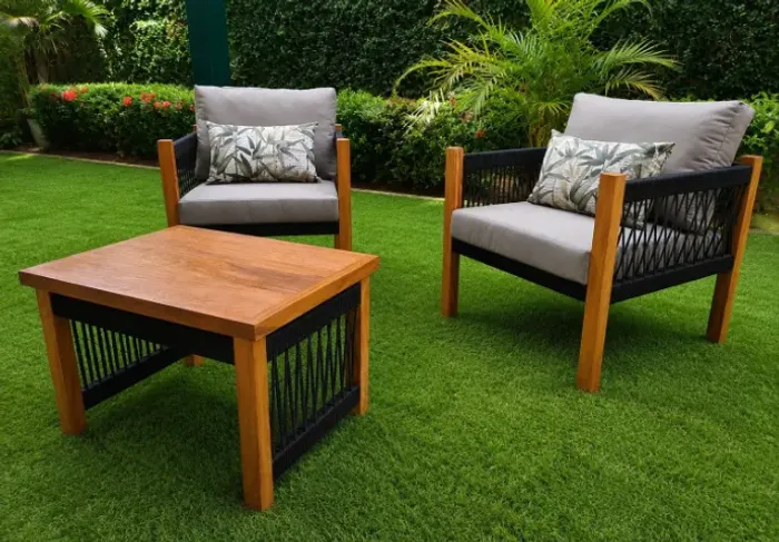 Conjunto de poltronas em corda náutica