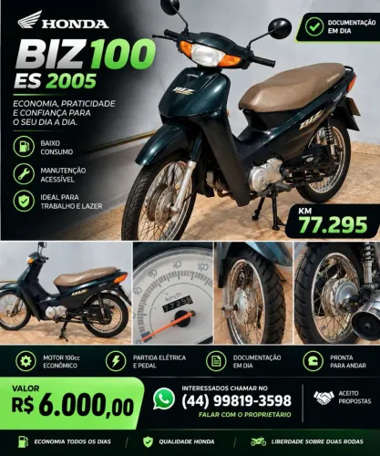 Biz 100 2005 Es Em Ótimo Estado.