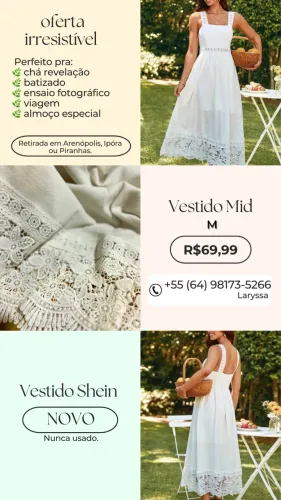 Vestido branco midi SHEIN ? NOVO ?